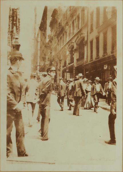 Pedestrians on Ann Street around 1897